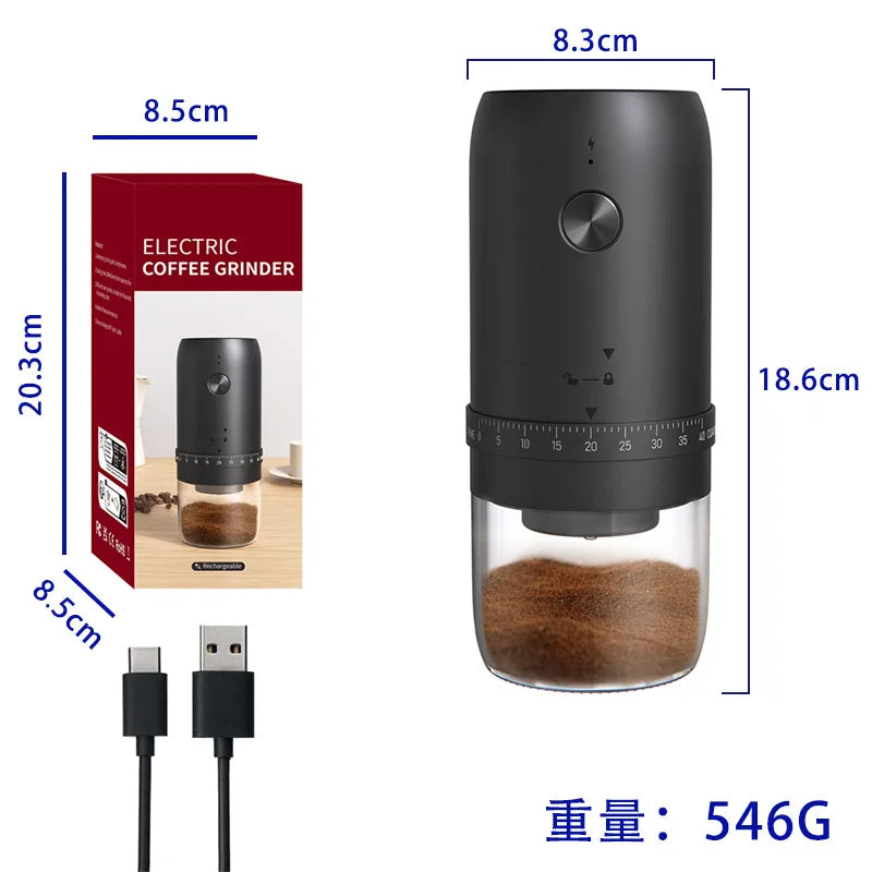 Portable 1800mAh Electric Coffee Bean Grinder 40 Gears External Adjustable Home Rechargeable Grinders Household Coffee Machine