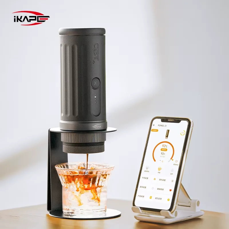IKAPE Portable Bluetooth Wireless Electric Espresso Machine,Coffee 51mm Bottomless Portafilter,Ideal for Hiking/Camping/Home Use