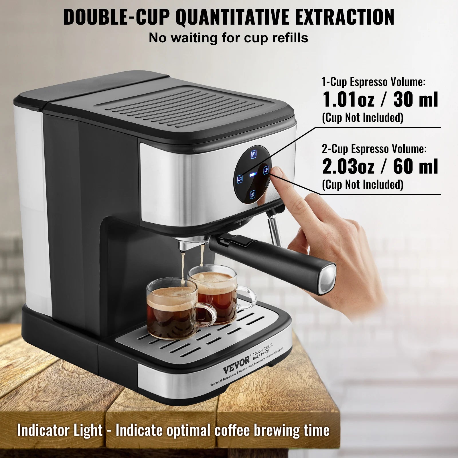 SucceBuy Espresso Machine 15 Bar Coffee and Espresso Maker w/ Milk Frother Steam Wand Professional Semi-Automatic Coffee Machine